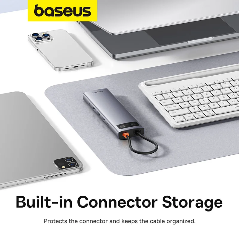 Baseus Metal Gleam Series 11-Port HUB Space Grey （Type-C to HDMI4K@60Hz*1+VGA*1+USB3.0*3+USB2.0*1+PD*1+RJ45*1+SD/TF*1+3.5mm*1)