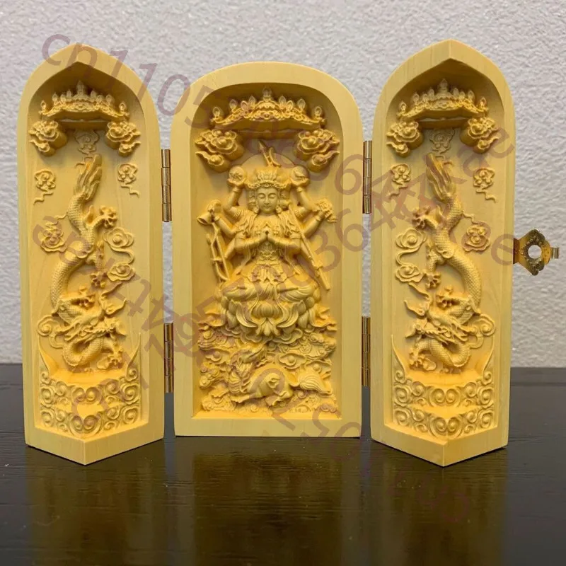 

Деревянная резная фигурка Будды Дуо Му Юаньцзюнь из кипариса, буддийская коллекция для ниши