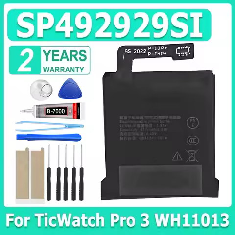 NEW 3.88V 577mAh SP492929SI Battery For TicWatch Pro 3 battery GPS Wear OS Smartwatch WH11013 + Tool