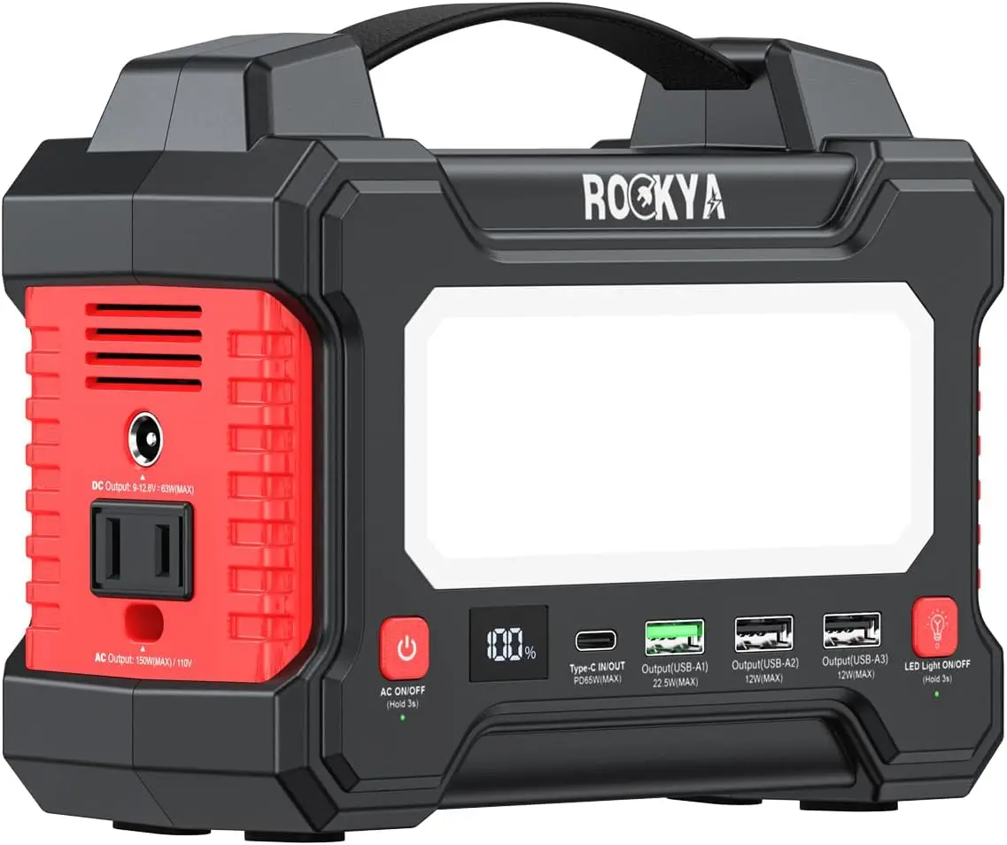 

Портативная электростанция 166,5 Вт·ч с розеткой переменного тока, зарядное устройство для ноутбука 150 Вт, солнечный генератор для дома, аварийных ситуаций и кемпинга на природе