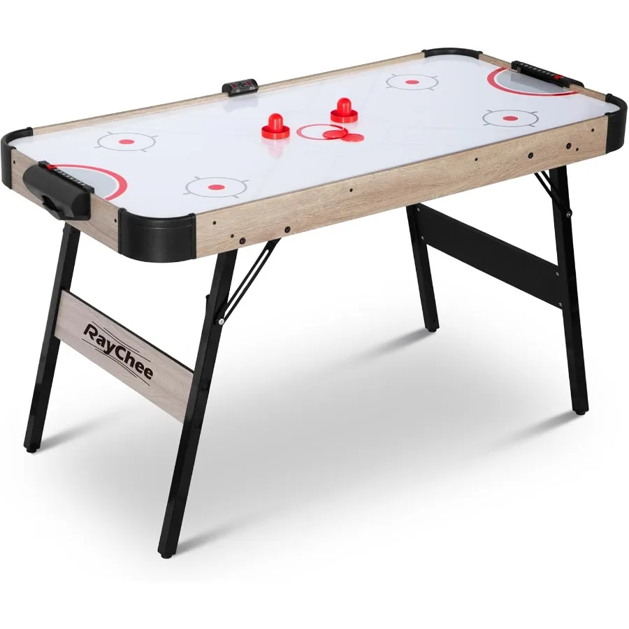 

58 Inch Foldable Air Hockey Table with LED Lighting and Powerful Motor for Indoor Home Game Room Includes 2 Pucks and 2 Pushers