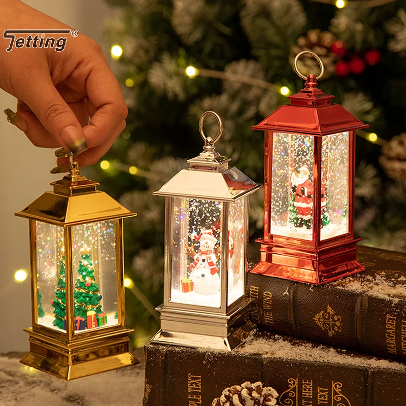 Christmas Water Plating Square Light Ornament Santa Claus Decoration Lights For XMAS Christmas Party Decoration Lamp