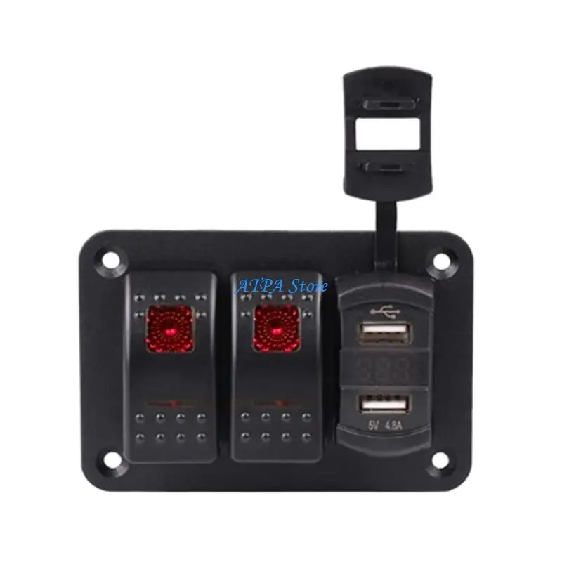 

U13C Fashionable Household Appliances Trailer Boats 2 in 1 Panel Switch Rockers Switch Double USB Chargers for Quick Charging