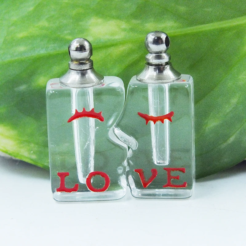 100 pairs of white transparent perfume bottles/wishing bottles, couple pendants. Random sending of mixed colors