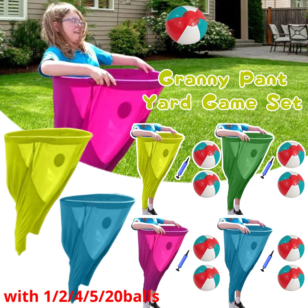 فظيع السراويل المتضخم ألعاب الحفلات مع كرات نطاطة في الهواء الطلق الميدان شمل الأسرة رمي لعبة الدعائم السراويل الجدة لعبة ساحة مجموعة