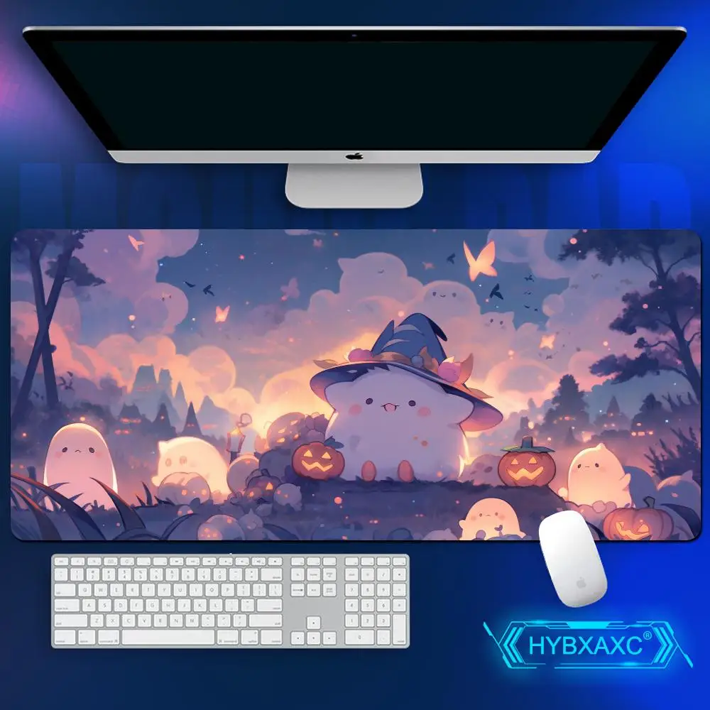 

Halloween Little Ghost Mouse Pad WaterProof Mats Desk Pumpkin Gaming Accessories Anime Office Carpet 40x45 40x90 Table Cushion