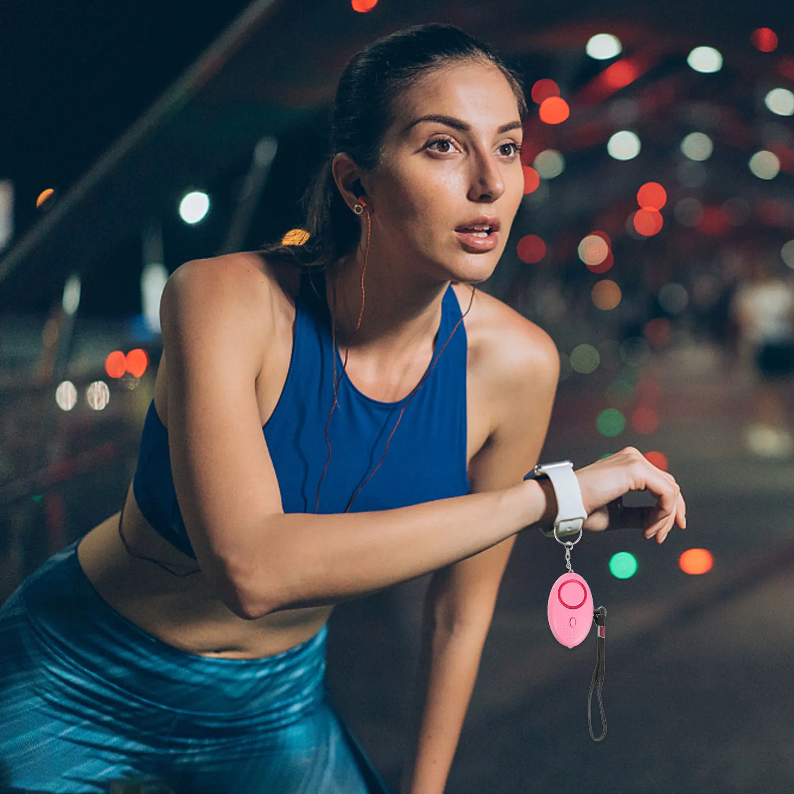 10 قطعة إنذار الأمن الشخصي سلسلة المفاتيح إنذار السلامة في حالات الطوارئ مصباح ليد صفارة الإنذار بصوت عال للسلامة في الهواء الطلق المشي لمسافات طويلة التخييم #1