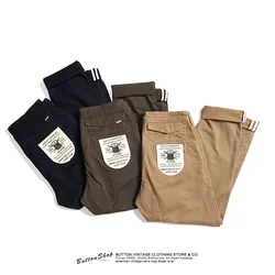 Men's AMEKAJI Casual Pants Heavyweight Pure Cotton Washed Old Work Clothes Straight Leg Longs Outdoor Tooling Cargo Trousers