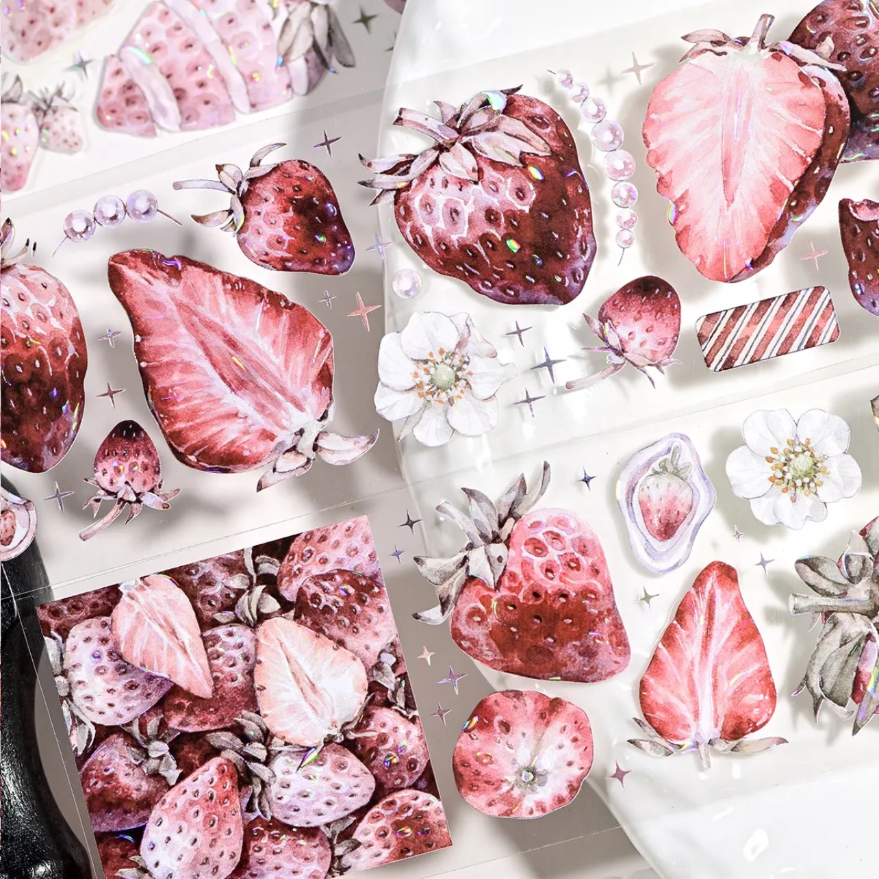 Drunk strawberry peshiny fruit embellished salt series light retro glacier journal collage wind washi pet tape 1 loop
