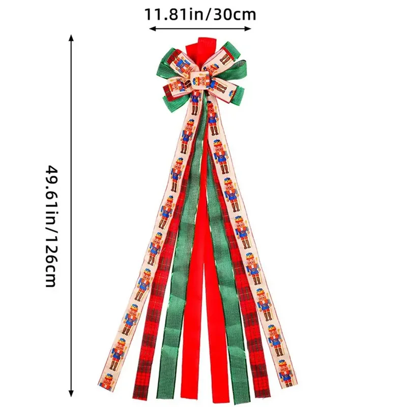 جديد-قوس شجرة عيد الميلاد قوس إكليل عيد الميلاد 49.6X11.8 بوصة خيش كبير مع قوس هدية بحافة بوليستر أحمر