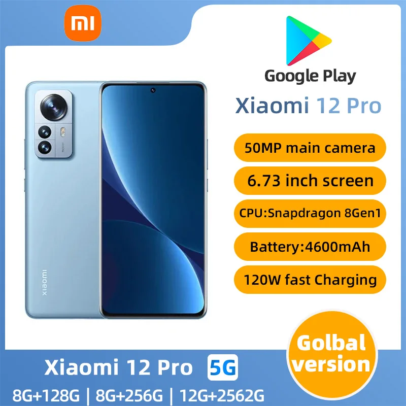 Xiaomi 12 Pro Global version Mi 12Pro Snapdragon 8 Gen 1 Android phone 120W Fast Charger 50MP Triple Cameras used phone