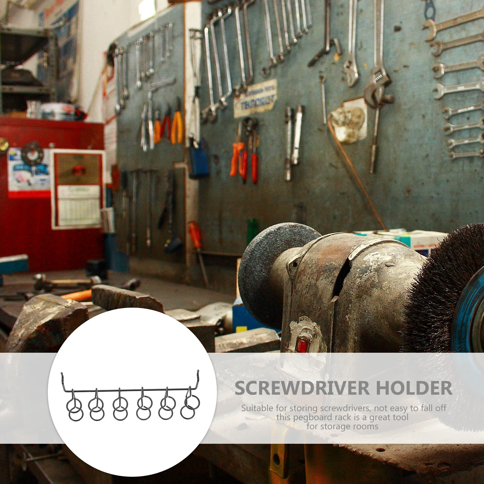 

2pcs Iron Pegboard Screwdriver Holder Durable Tool Organizer Wall Mount Utility Hook Multi-Ring Rack Garage Storage