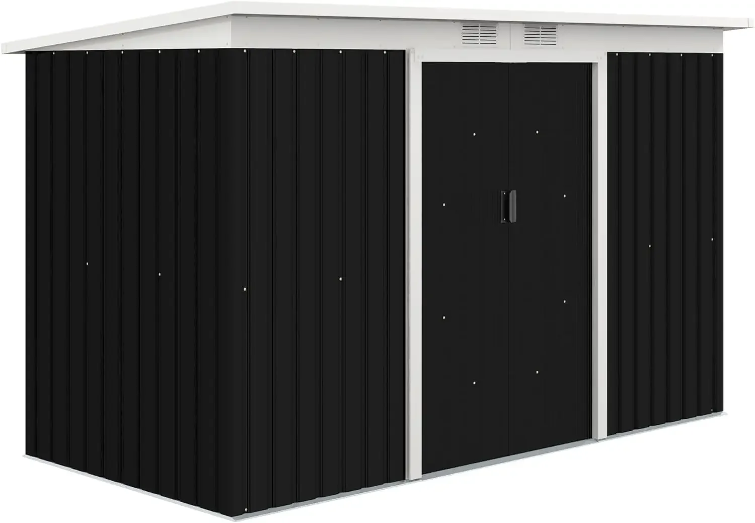 Outsunny 9' x 4' Outdoor Storage Shed, Galvanized Metal Utility Garden Tool House, Lockable Door for Backyard, Bike, Patio, Gara