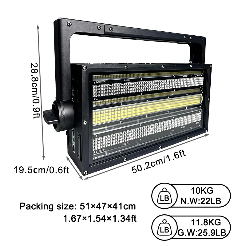 IP65 1080x1w CW+600*0.5W RGB Waterproof Splicing Five-tube Oscillating Strobe Light for DJ Disco Stage Party Club