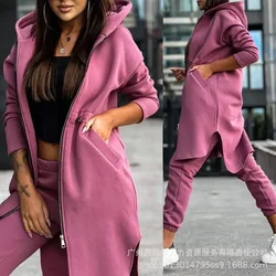 Jaqueta e calça feminina com capuz, palhaço diário, casual, outono, inverno, novo, conjunto de 2 peças, 2024