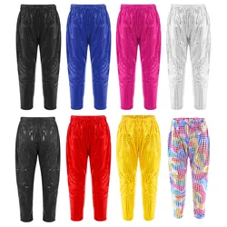 Kinder Jungen Mädchen Rettich Hosen Mode Glänzende Pailletten Harun Hosen für Jazz Dance Streetwear Kinder Party Bühne Leistung Hosen