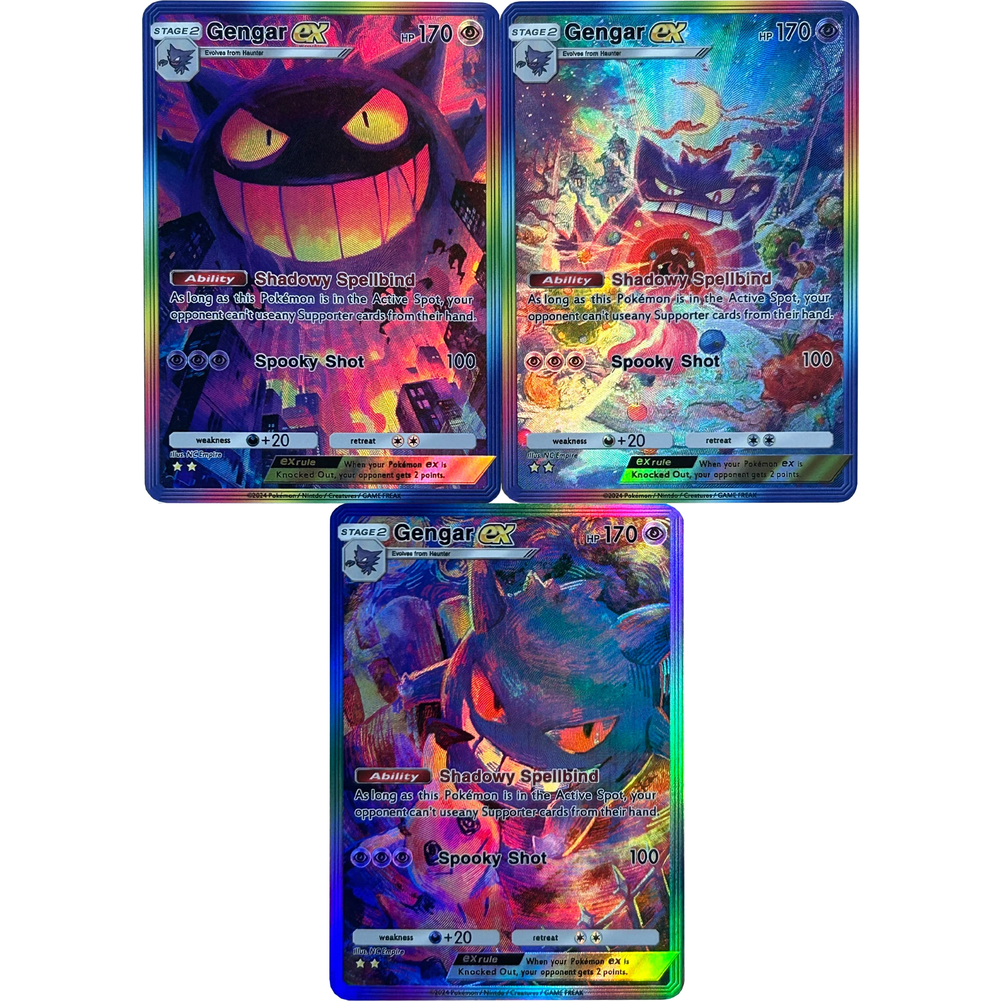 

3 шт./компл. Diy PTCG Gengar EX английская версия преломление флэш-карта Jessie Umbreon классическая игра аниме коллекционная карта подарочная игрушка