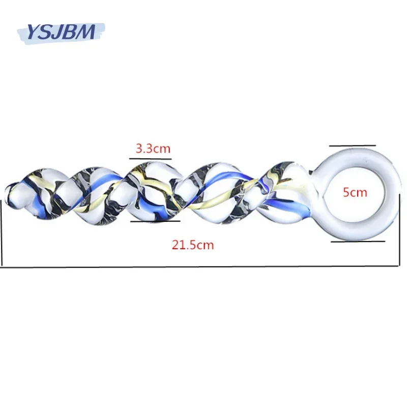 여성용 크리스탈 유리 스레드 딜도, 사실적인 페니스 나선형 G 스팟 항문 엉덩이 플러그, 레즈비언 자위기 성인 섹스 토이