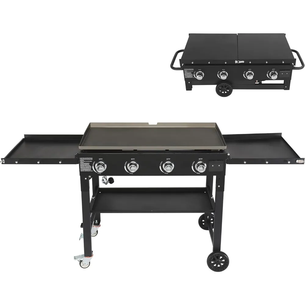 

4 Burner Portable Flat Top Gas Grill, 36" Propane Griddle, 60,000 BTU, Outdoor Griddle Station with Folding Legs for Outside Co