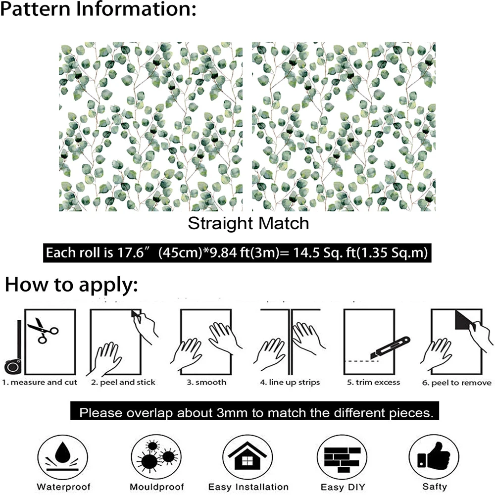 家の装飾用の粘着性の壁紙,小さな丸い葉,家具,リビングルーム,ベッドルーム,書斎のステッカー