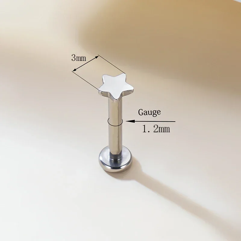 ASTM F136 التيتانيوم الشفاه مسمار ثقب اللسان مسمار البرق/شكل قلب اللسان مسمار الأذن ترصيع الخيوط القرط PIERC مجوهرات للجسم