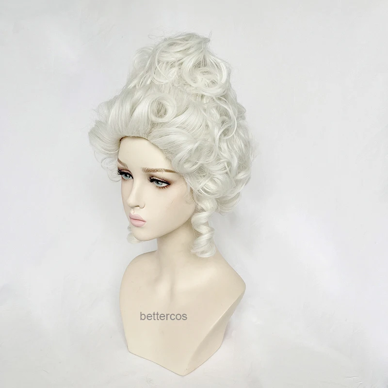 Marie Antoinette Cosplay Wigs Princess Medium Curly Heat Resistant Synthetic Hair Wig + Wig Cap