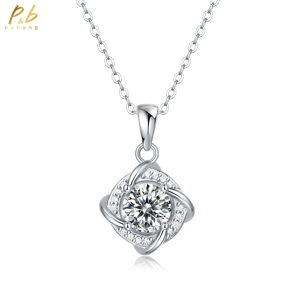 

PuBang Fine Jewelry Настоящее твердое серебро 925 пробы 3EX VVS1 D Цвет Круглая огранка 6,5 мм Муассанит Бриллианты Драгоценные камни Кулон Ожерелье