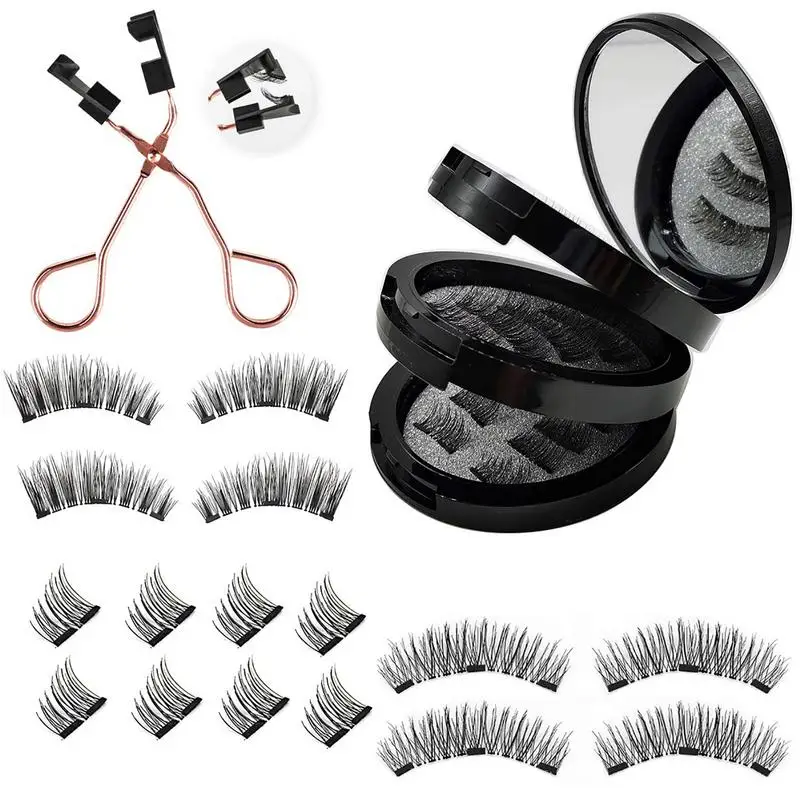 

Magnetic Eyelashes Curler Set Long 3D Magnetic Lashes Artificial Faux Natural Thick False Reusable Soft Eyelashes Beauty Tool