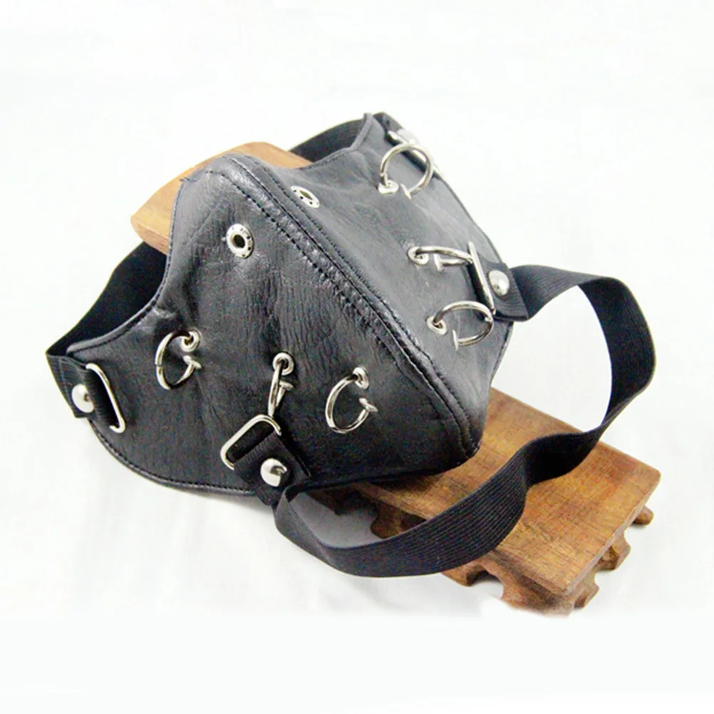 

Motorcycle Face Mask Pu Punk Rivet Mask Breathable Ventilation For Cosplay Party Ride Festival Black