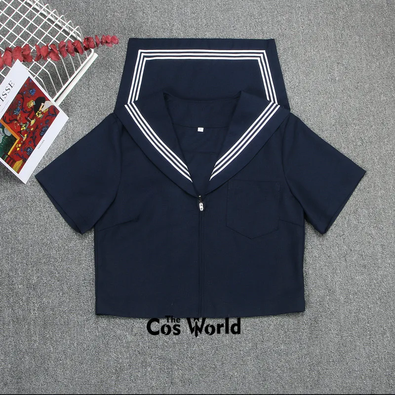 Japanischen Preppy Navy Blau Kurzarm Sommer Sailor Anzug Tops Röcke Grundlegende JK Hohe Schuluniform Klasse Schüler Tuch