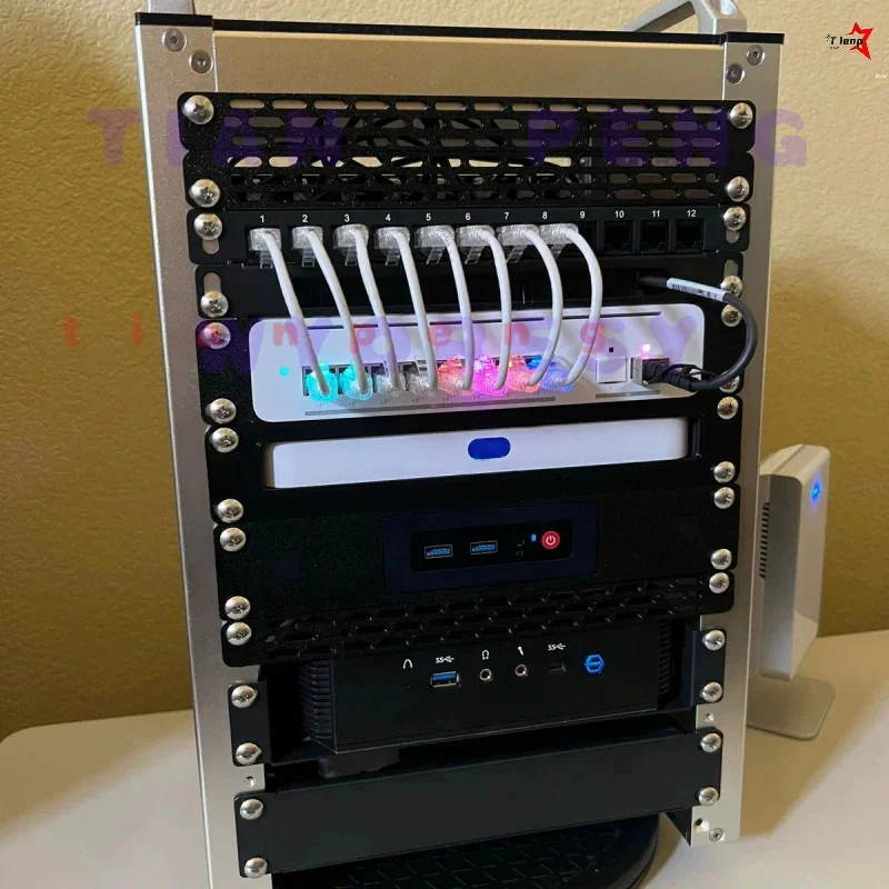High-strength space-saving rack base holder for UniFi USW Pro XG 8 PoE multi-angle Ethernet switch cabinet support rack.