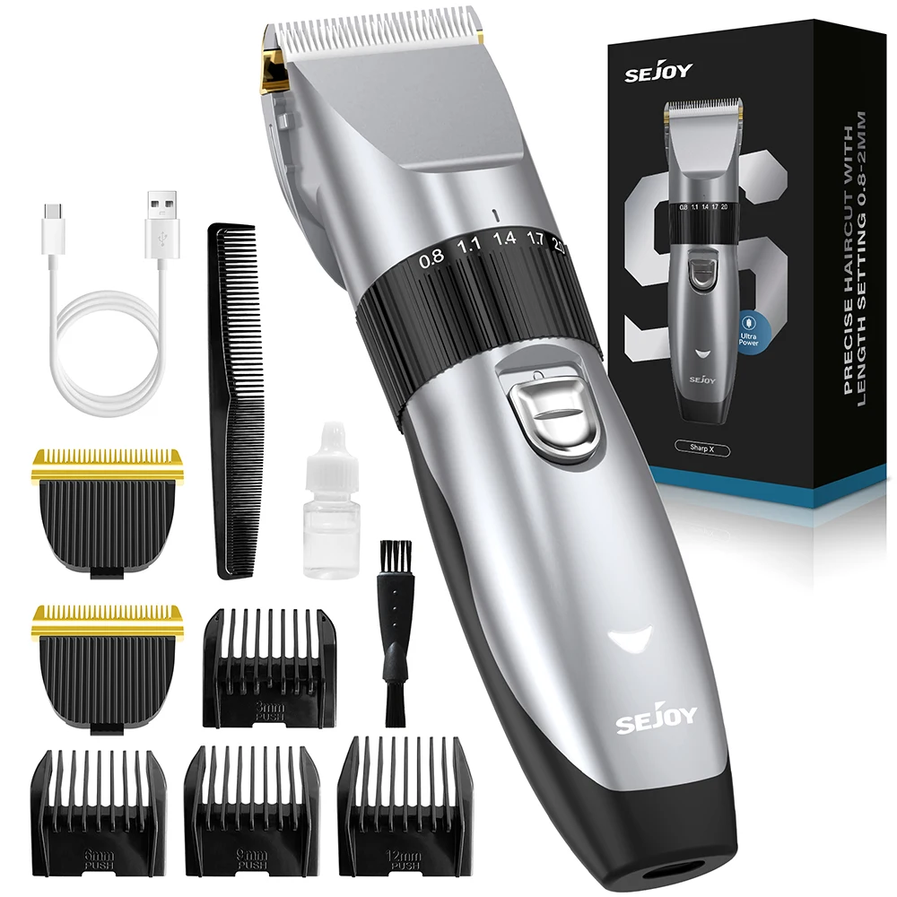 Professioneller Kabelloser Haarschneider für Friseure, Bartschneider für Männer mit Aufsteckkämmen, Wiederaufladbare Haarschneidemaschine, Reiner Kupfermotor, für Gesicht, Nacken, Leiste &