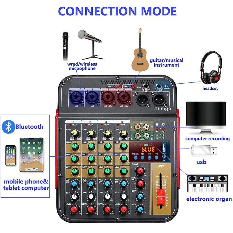 MX-i6 6-kanałowy mikser Audio na świeżym powietrzu konferencji USB Bluetooth Reverb procesor dźwięku śpiewać na żywo z karta dźwiękowa miksera nowy