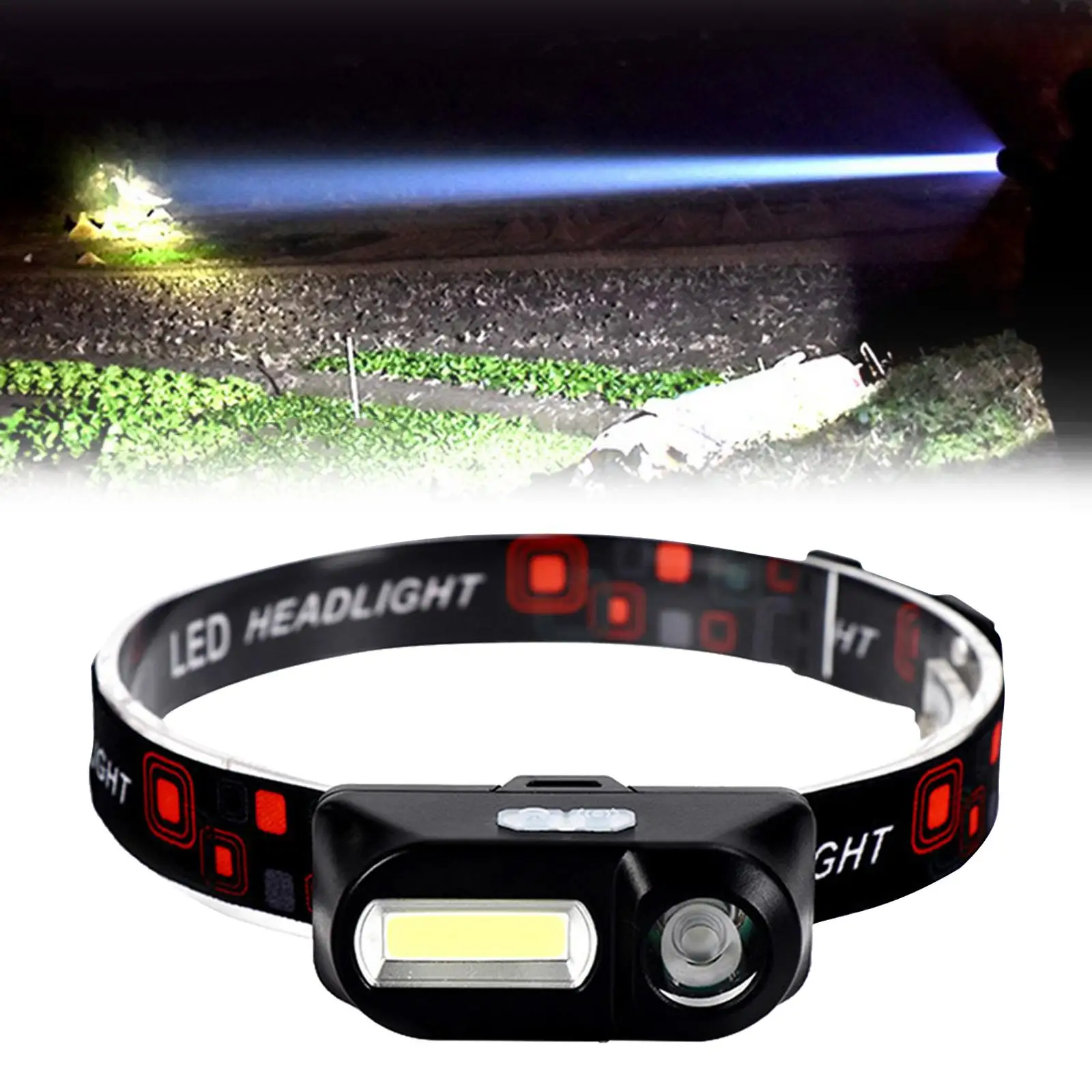 Lightweight LED Headlight USB Outage COB Head Torch Head Light Work Headlamp