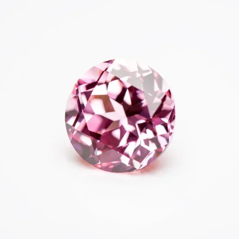 M- Lab Grown Sapphire Round Cut Sunrise Pink Charm Beads for Diy Jewelry Making  Selectable  Certificate Random matching