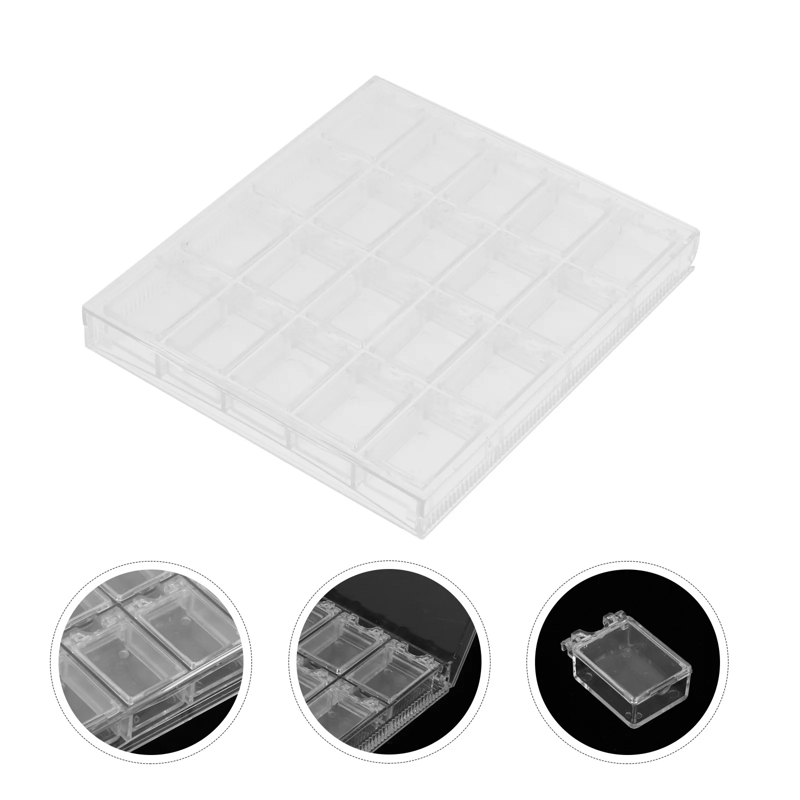 

Nail Storage Case 21-Grid Clear Plastic Organizer Box Durable Buckle Nail Container for Crystal Beads Rhinestones