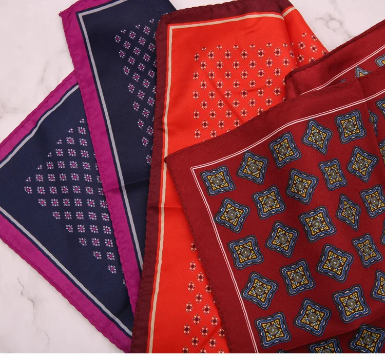 33cm Oversized Men's Pocket Square Polka Dot Red Floral Print Handkerchief Chest Towel Paisley Suits Wedding Gentlemen Hankies