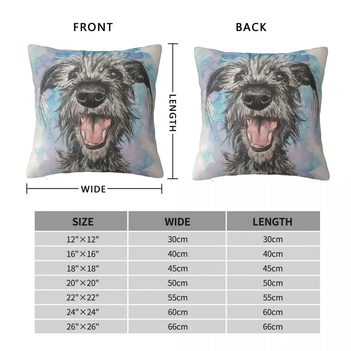 Scruffy Lurcher Watercolour Pillowcase Polyester Linen Velvet Creative Zip Decorative Car Cushion Cover 18