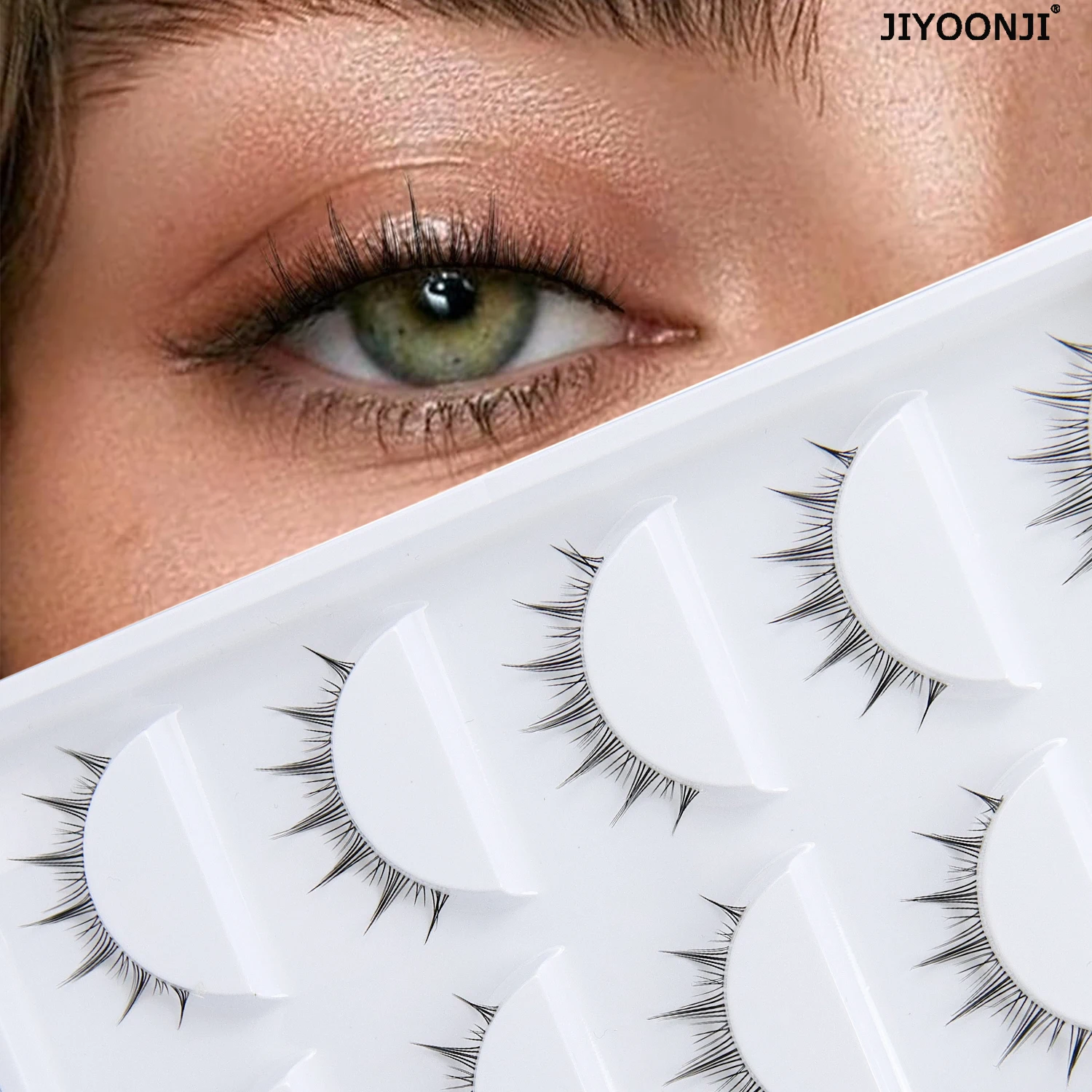 5 Paar bequeme und leichte transparente kurze Wimpern, natürliche falsche Wimpern