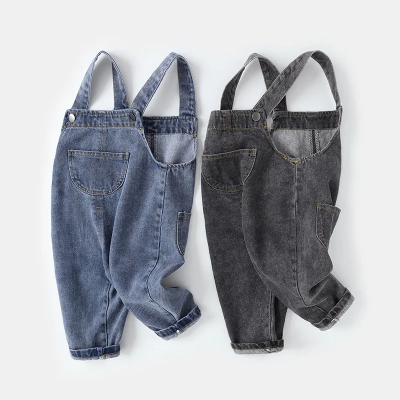 

2025 baby denim overalls spring and autumn baby foreign fashion new pants boys cute trousers spring Korean version