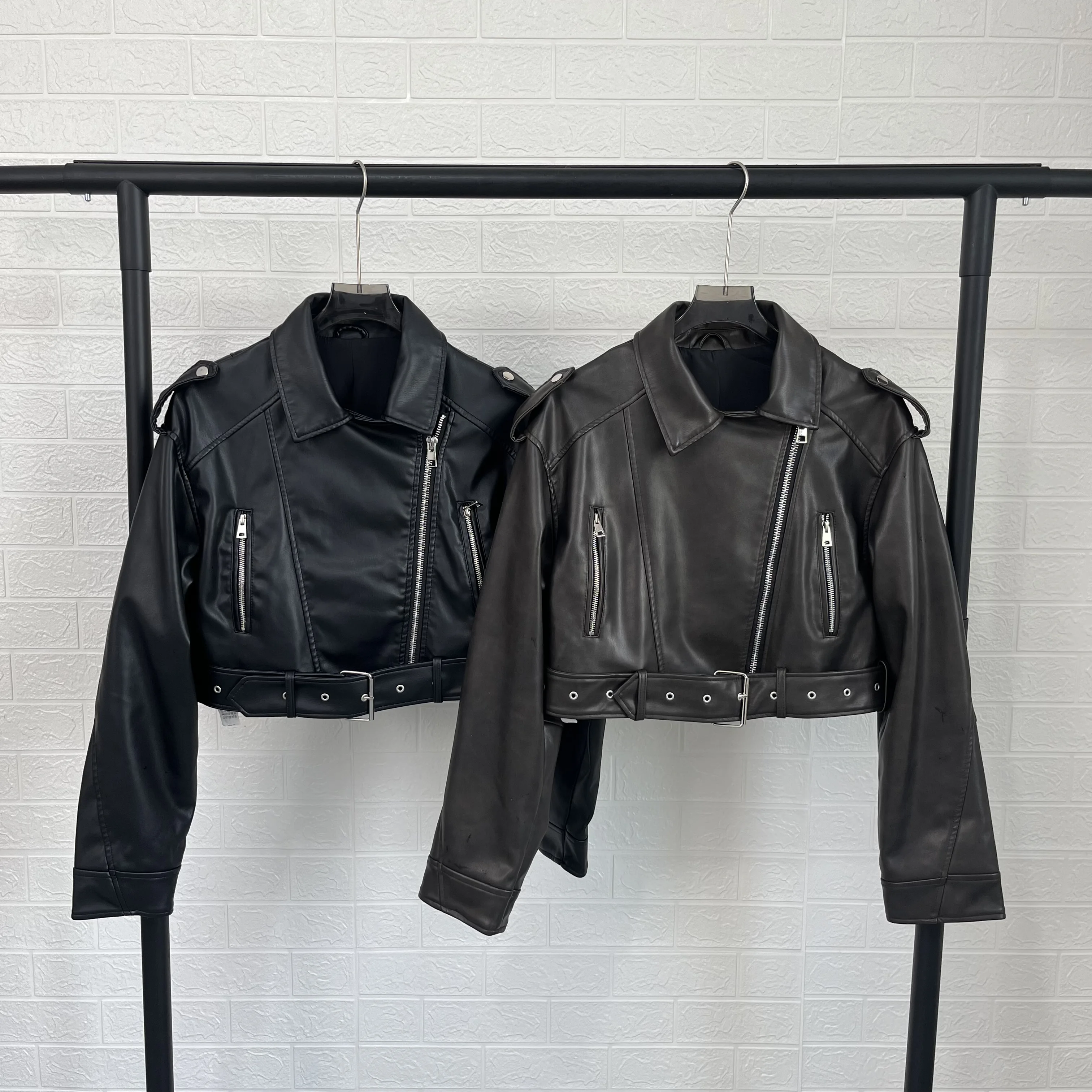 

Женская Короткая кожаная куртка Taop & Za, куртка из искусственной кожи с отложным воротником и длинным рукавом, с поясом, осень 2024