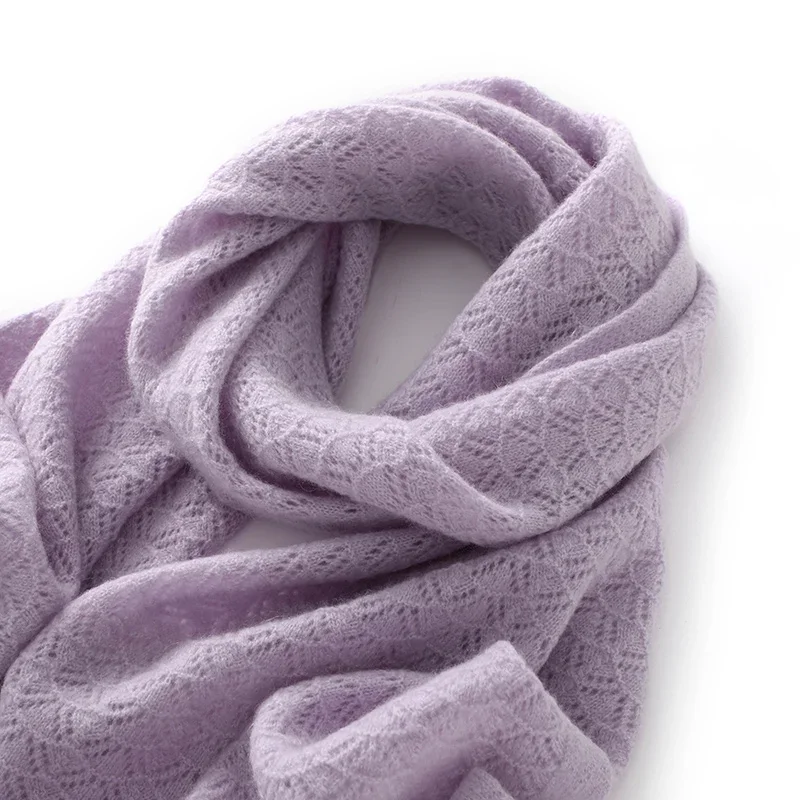 Autumn Winter New Women 100% Pure Cashmere Knitted Scarf Solid Color Poncho Warm Fashion Capes Ladies High Quality Scarves