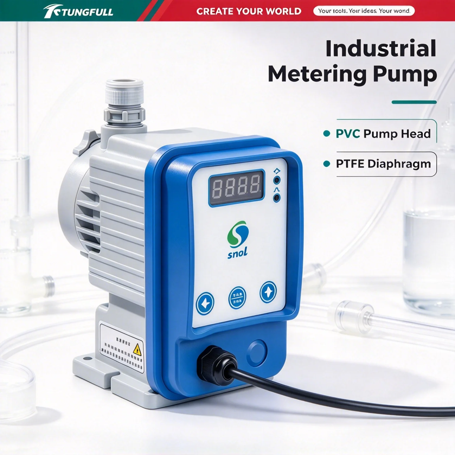 Electromagnetic Dosing Pump Corrosion Resistant Diaphragm Metering Pump Adjustable Flow For Industrial Liquid Metering Work
