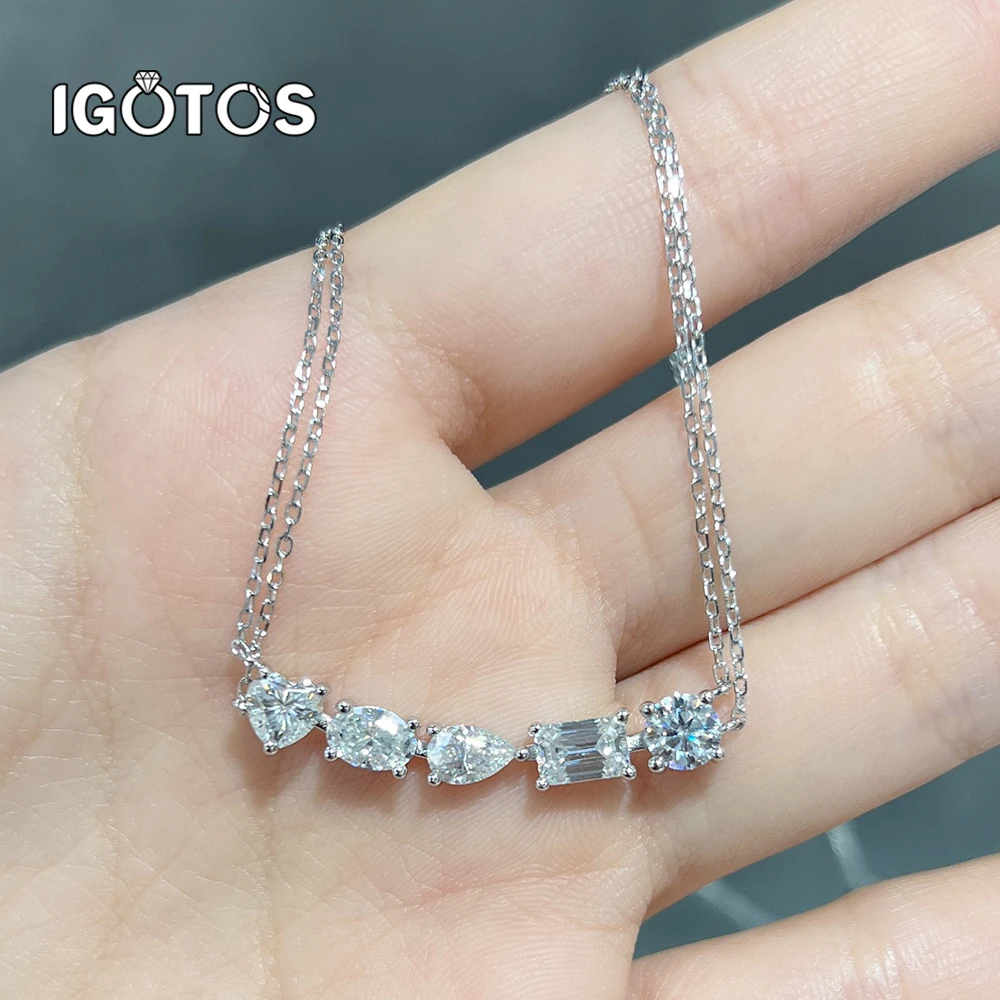 

Женское ожерелье с муассанитом 2,5 карата, стерлинговое серебро 925 пробы, 5 форм, подвеска в виде бриллианта, свадебные подарочные украшения с платиновым покрытием