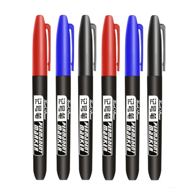 Stylo marqueur permanent 1/2/3 pièces, encre imperméable, pointe fine, noir, bleu, rouge, encre à l'huile, pointe ronde de 1,5 mm, stylos marqueurs de couleur fine
