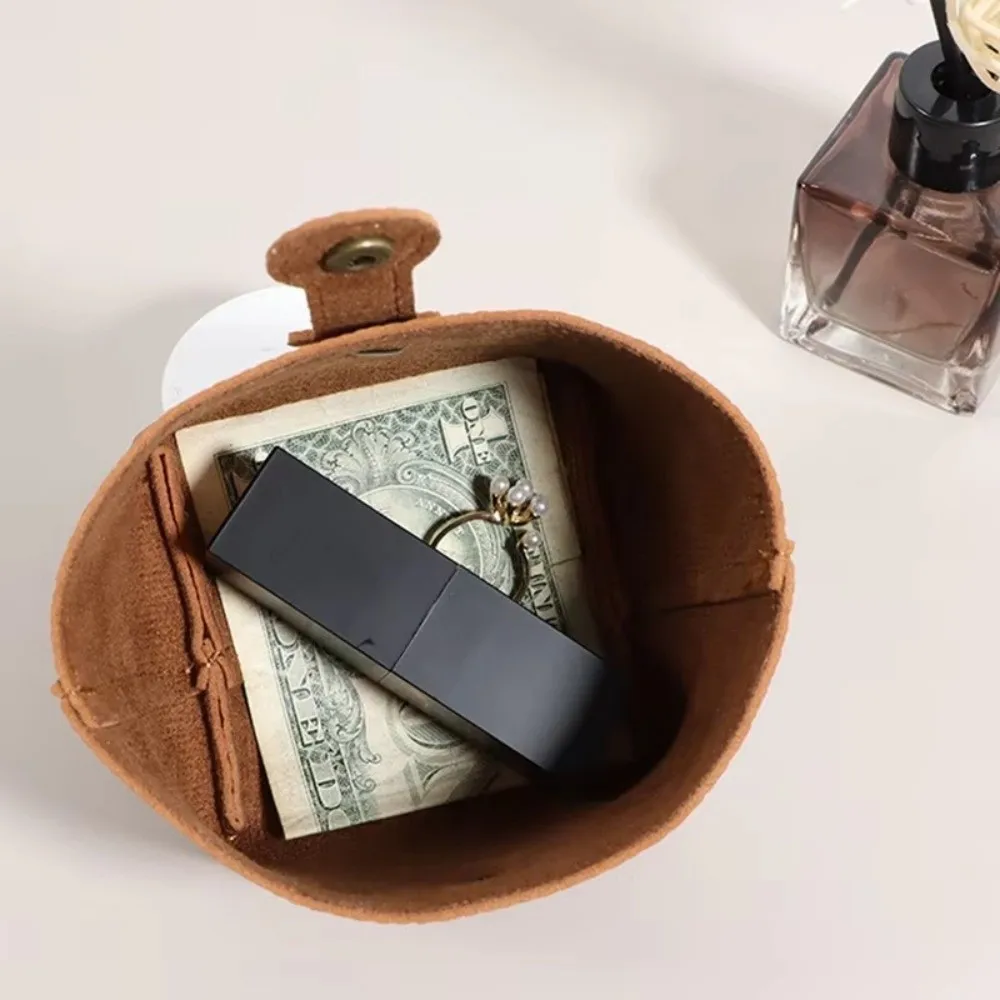 Fashion Solid Color PU Leather Coin Purse Small Size Small Earphone Bag Multi-function Purse Gift Idea