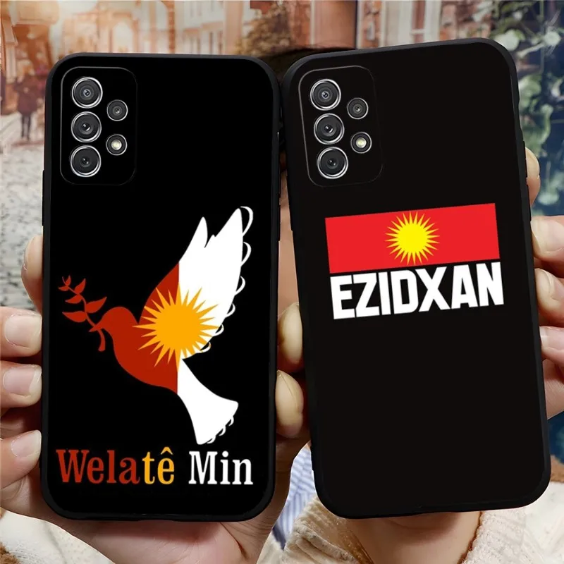 Yazidi Ezidi Flag Phone Case For Samsung A12 A52 A51 A53 A33 A13 A22 A23 A31 A40 A03S A73 A32 A21 A50 A81 A42 Silicone Black