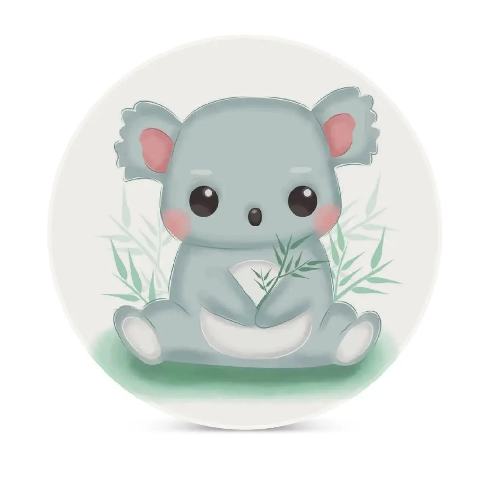 Sleeping Koala Printed Ceramic Coasters for Drinks Coffee Absorbent Round Ceramic Coaster for Mugs and Cups Tabletop Protection