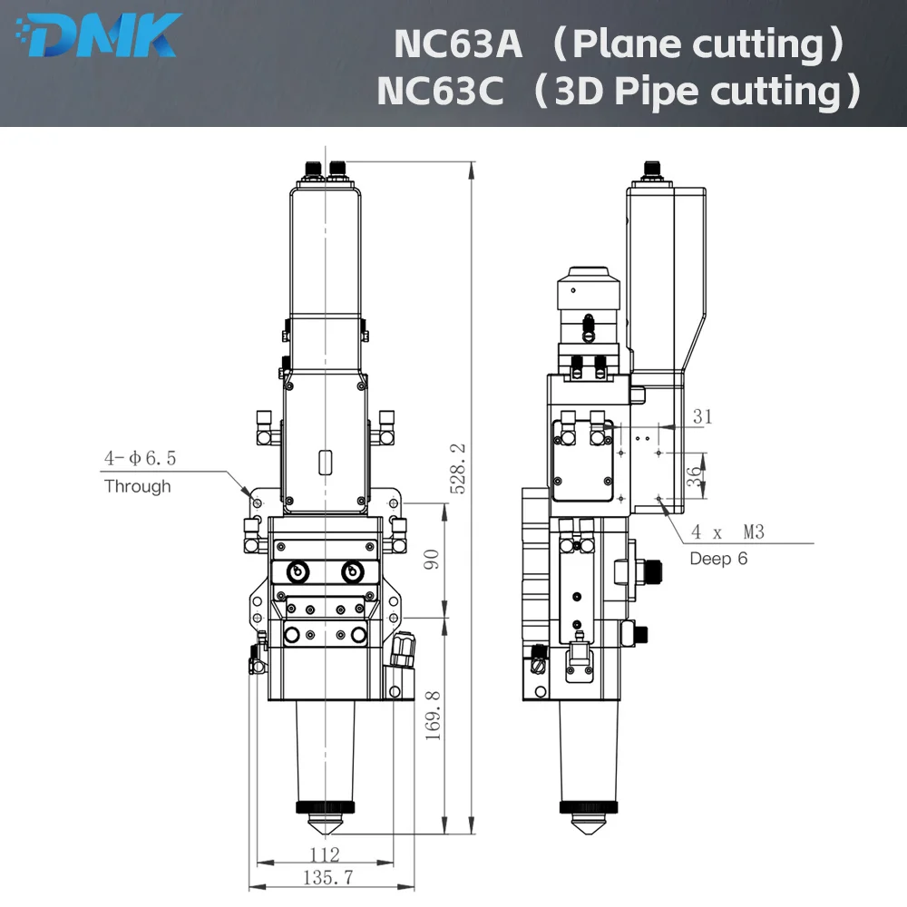 Wsx nc63a nc63c foco automático de alta precisão e velocidade rápida cabeça de corte a laser de fibra para máquina de corte a laser de alta potência