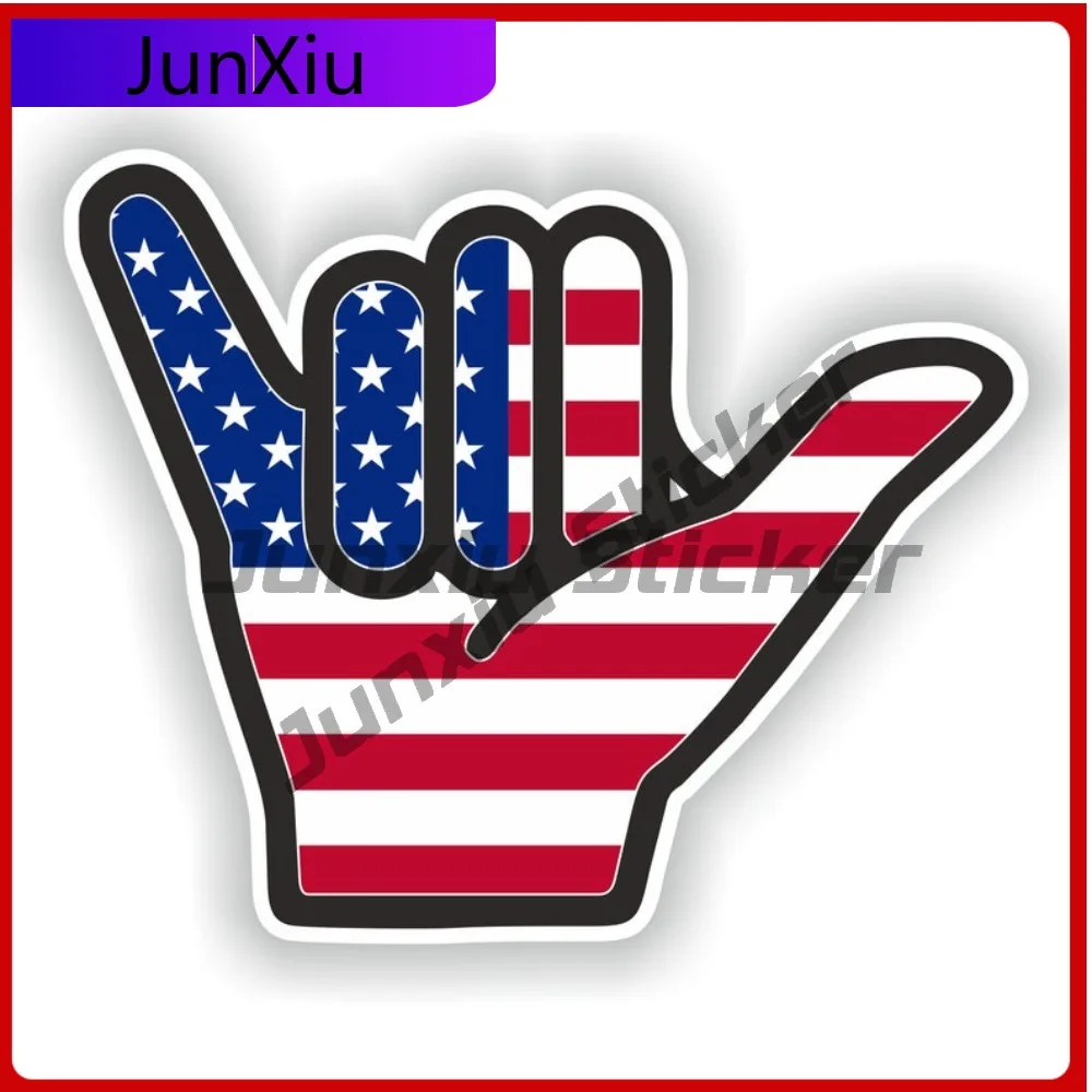 

America Usa Flag Shaka Hand Hang Loose Vinyl Decals Graphic Sticker Cover V125 Motorcycle Stickers Flag Waterproof Car Window
